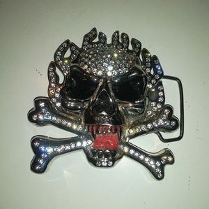 Skull Crossbones Belt Buckle Stash Box